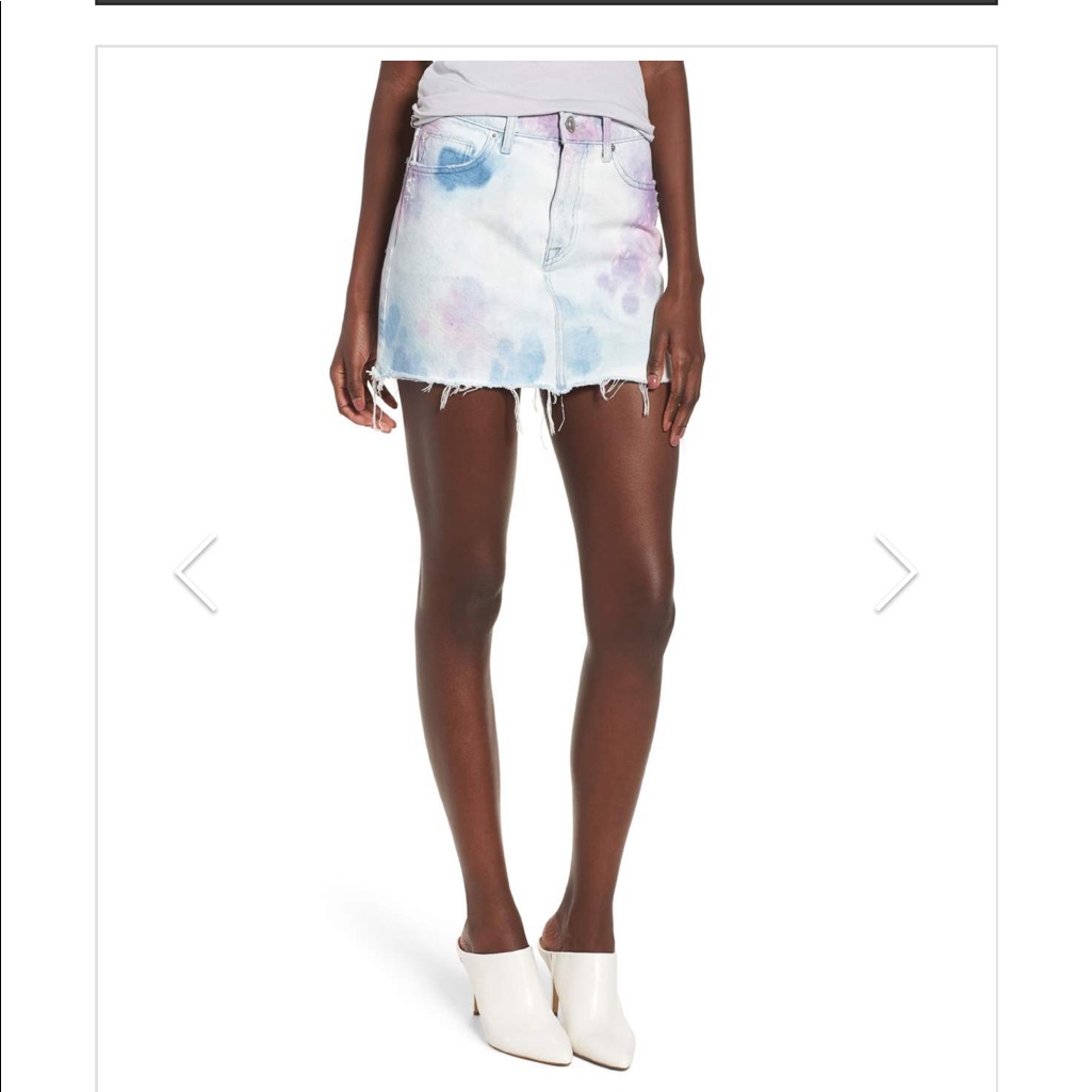 Hudson Jeans Viper Tie Dye Blue & Pink Jean Skirt